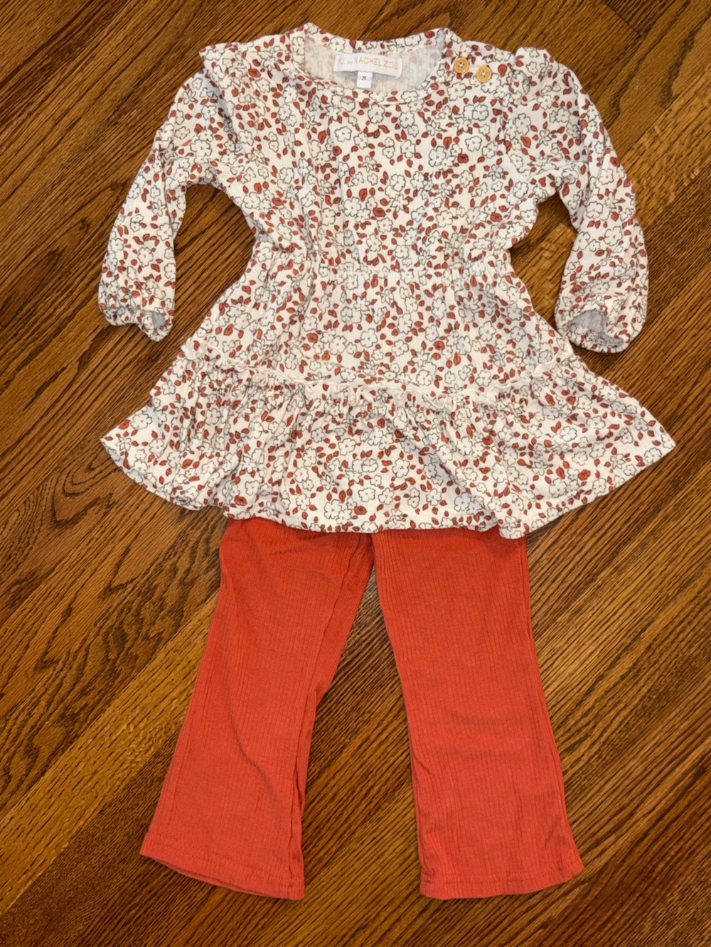 Rachel Zoe Rust Ribbed Leggings with Floral Tunic 2T